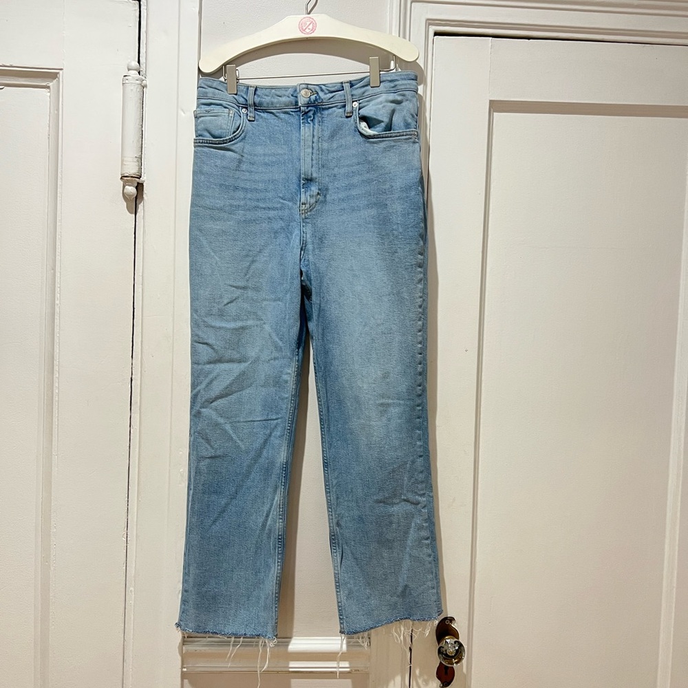 Free people straight leg raw hem high waist Jean 31